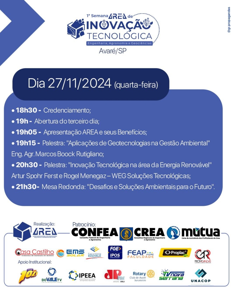 3º dia - INOVAÇÃO TECNOLÓGICA