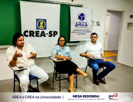 Mesa redonda com Eng. Agro. João Caetano, Eng. Agro. André Campos Melo e Eng. Agro.Raquel A. de Lima