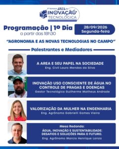 Programação | 1º dia - AGRONOMIA E AS NOVAS TECNOLOGIAS NO CAMPO
